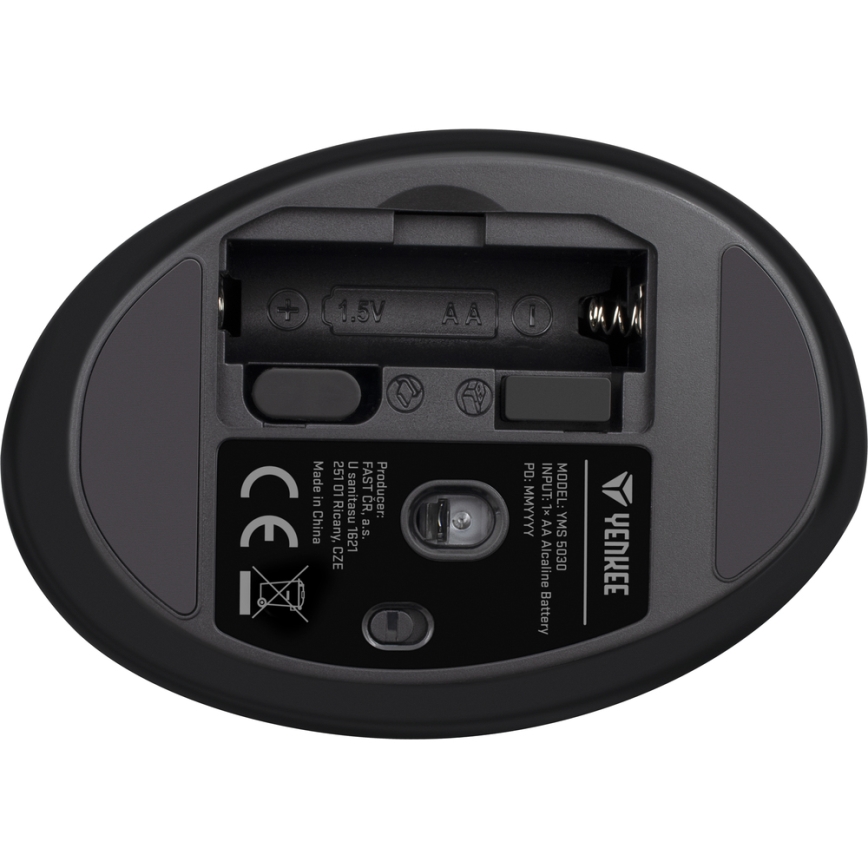Yenkee - Ratón ergonómico 1000/1600 DPI 1xAA negro