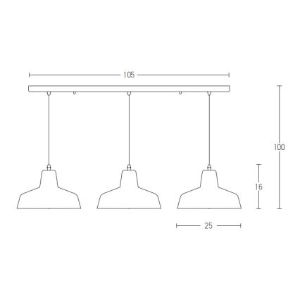 Zambelis 1653 - Lámpara colgante 3xE27/40W/230V concreto