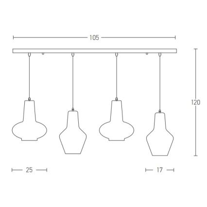 Zambelis 17151 - Lámpara colgante 4xE27/40W/230V