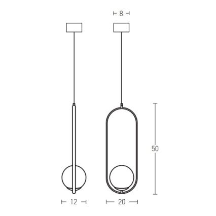 Zambelis 18142-BR - Lámpara colgante 1xG9/9W/230V