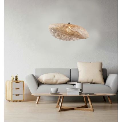 Zambelis 19103 - Lámpara colgante 1xE27/40W/230V bambú/beige