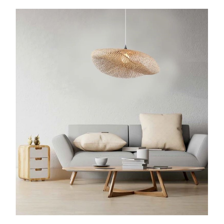 Zambelis 19103 - Lámpara colgante 1xE27/40W/230V bambú/beige