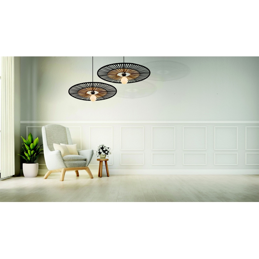 Zambelis 19104 - Lámpara colgante 1xE27/40W/230V bambú/negro