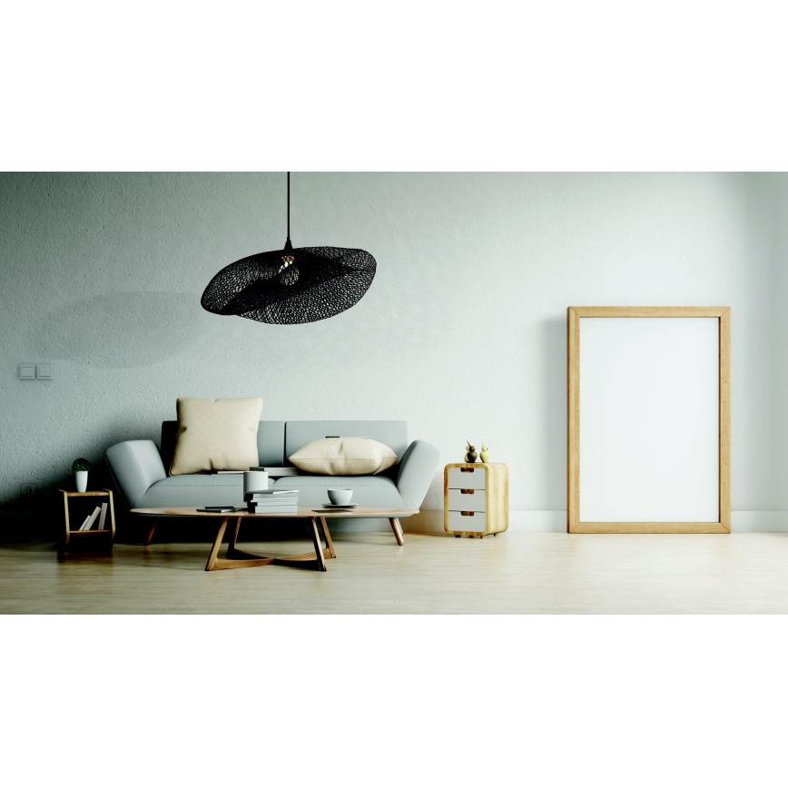 Zambelis 19108 - Lámpara colgante 1xE27/40W/230V bambú/negro
