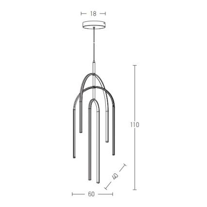 Zambelis 1932 - Lámpara de araña LED regulable LED/80W/230V negro