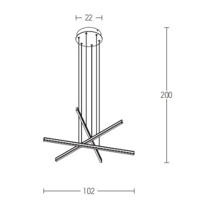 Zambelis 1947 - Lámpara de araña LED regulable LED/48W/230V negro