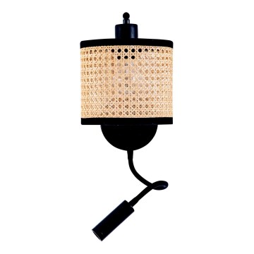 Zambelis 20355 - Lámpara de pared LED 1xE27/40W + LED/3W/230V ratán