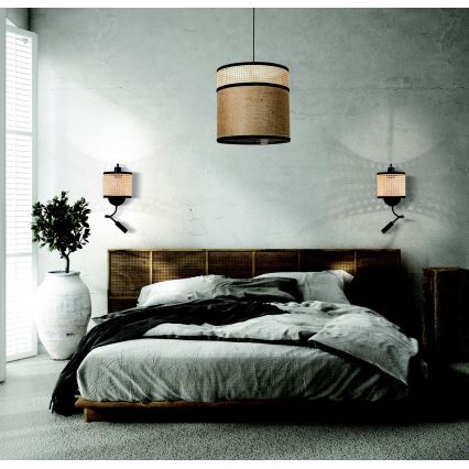 Zambelis 20355 - Lámpara de pared LED 1xE27/40W + LED/3W/230V ratán