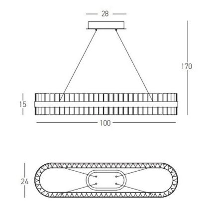 Zambelis 22041 - Lámpara de araña LED regulable LED/68W/230V dorado