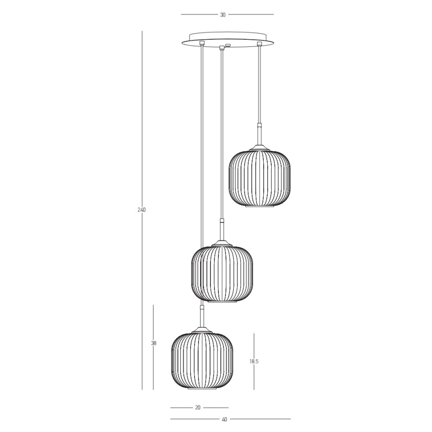 Zambelis 22073 - Lámpara colgante 3xE27/40W/230V