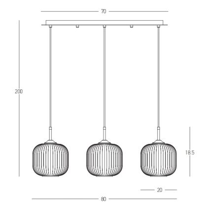 Zambelis 22074 - Lámpara colgante 3xE27/40W/230V