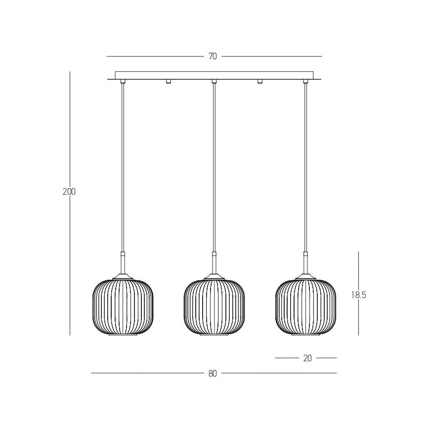 Zambelis 22074 - Lámpara colgante 3xE27/40W/230V