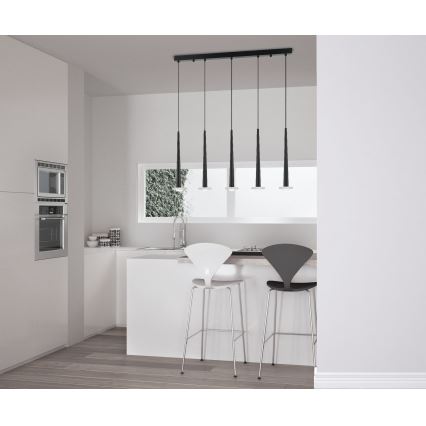 Zambelis 22112 - Lámpara de araña LED regulable 5xLED/3W/230V CRI90 negro