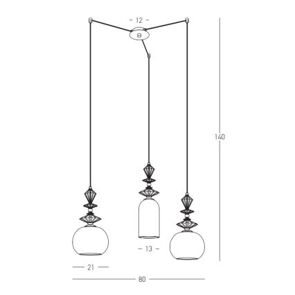 Zambelis 22152 - Lámpara colgante 3xE27/40W/230V araña cerámica