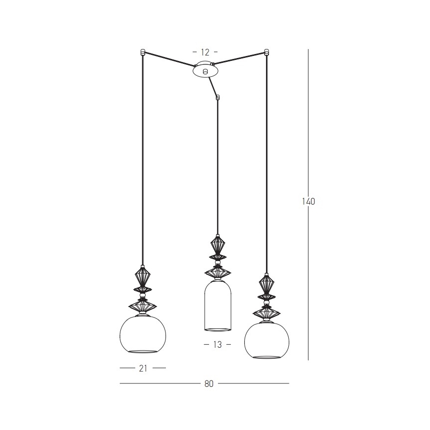 Zambelis 22152 - Lámpara colgante 3xE27/40W/230V araña cerámica