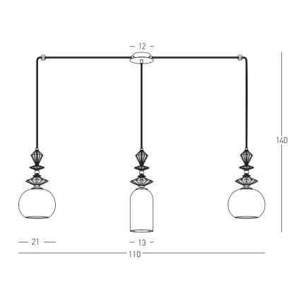 Zambelis 22153 - Lámpara colgante 3xE27/40W/230V araña cerámica
