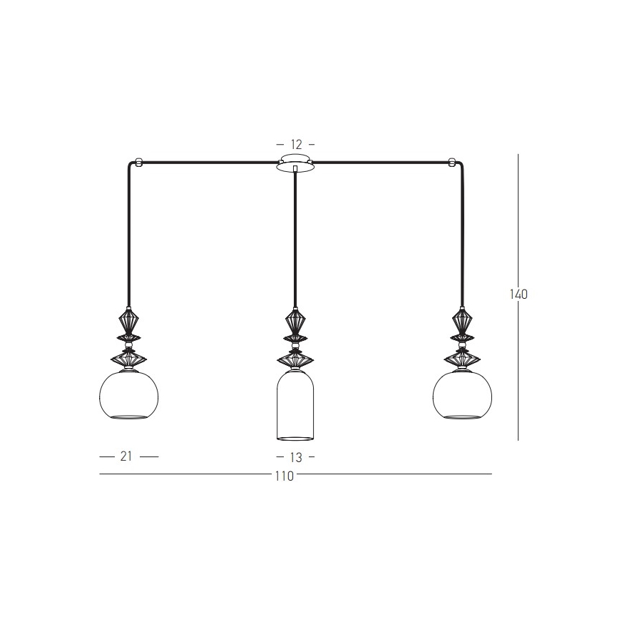 Zambelis 22153 - Lámpara colgante 3xE27/40W/230V araña cerámica