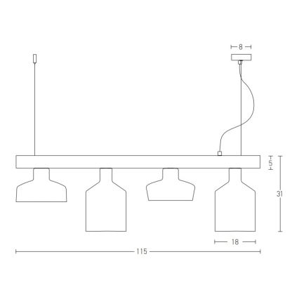 Zambelis 22213 - Lámpara colgante 4xE27/40W/230V