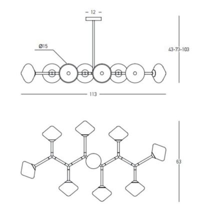 Zambelis 23023 - Lámpara colgante 8xG9/5W/230V dorado