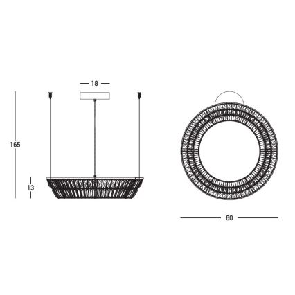Zambelis 23046 - Lámpara de araña de cristal LED regulable en una cadena LED/38W/230V CRI 90 3000K d. 60 cm latón