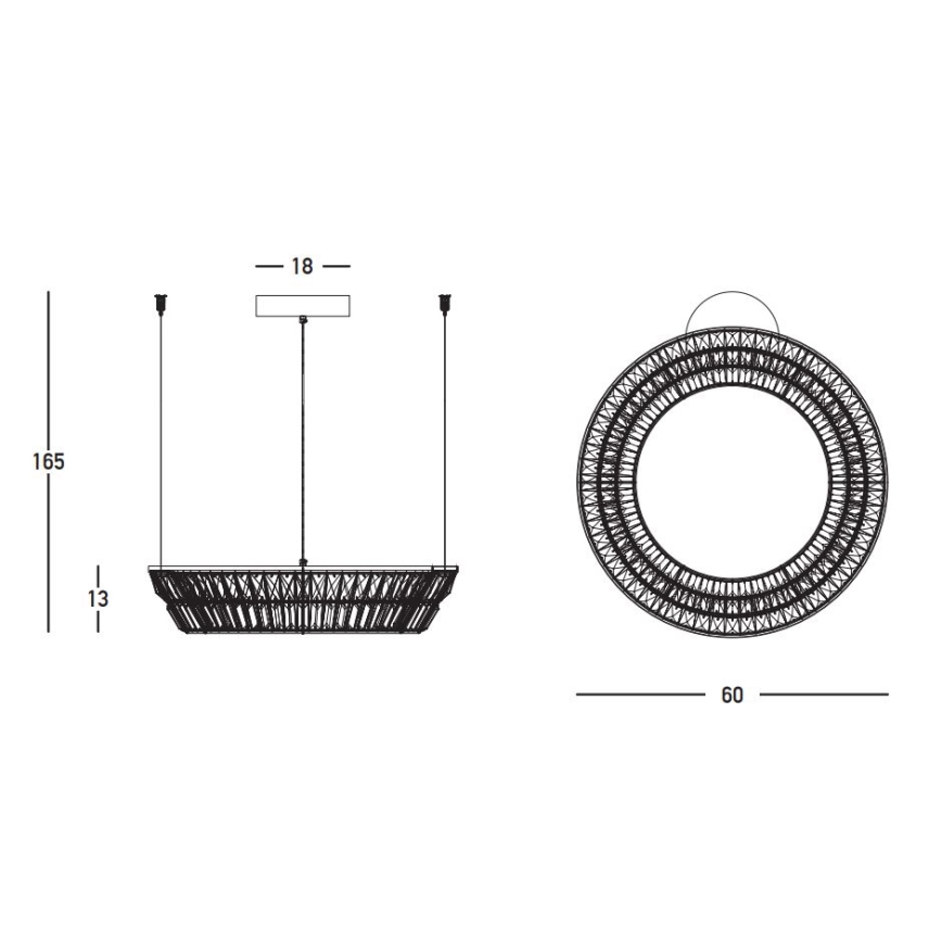 Zambelis 23046 - Lámpara de araña de cristal LED regulable en una cadena LED/38W/230V CRI 90 3000K d. 60 cm latón