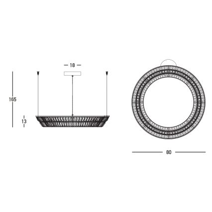 Zambelis 23048 - Lámpara de araña de cristal LED regulable en una cadena LED/55W/230V CRI 90 3000K d. 80 cm latón
