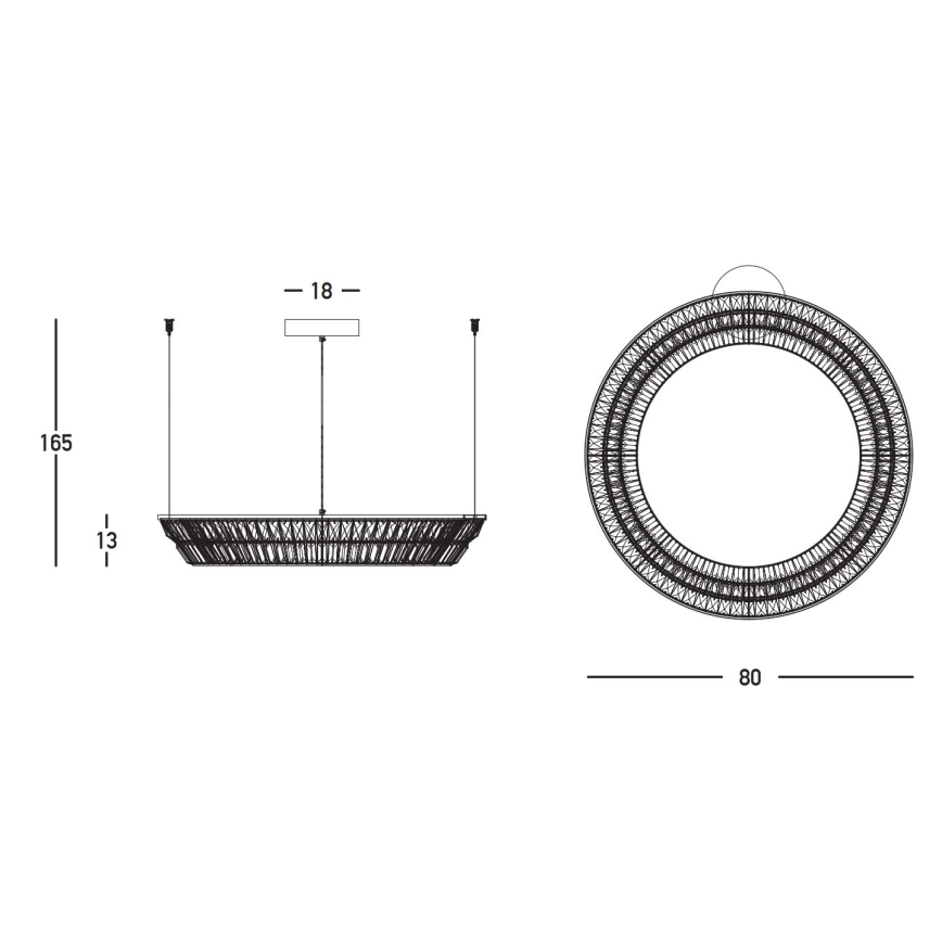Zambelis 23048 - Lámpara de araña de cristal LED regulable en una cadena LED/55W/230V CRI 90 3000K d. 80 cm latón