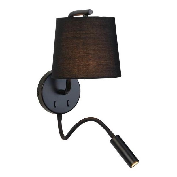 Zambelis H57 - Lámpara LED flexible LED/3W + 1xE27/40W/230V negro