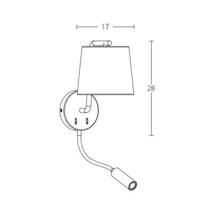 Zambelis H57 - Lámpara LED flexible LED/3W + 1xE27/40W/230V negro