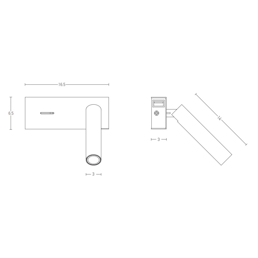 Zambelis H74 - Aplique LED LED/3W/230V USB blanco