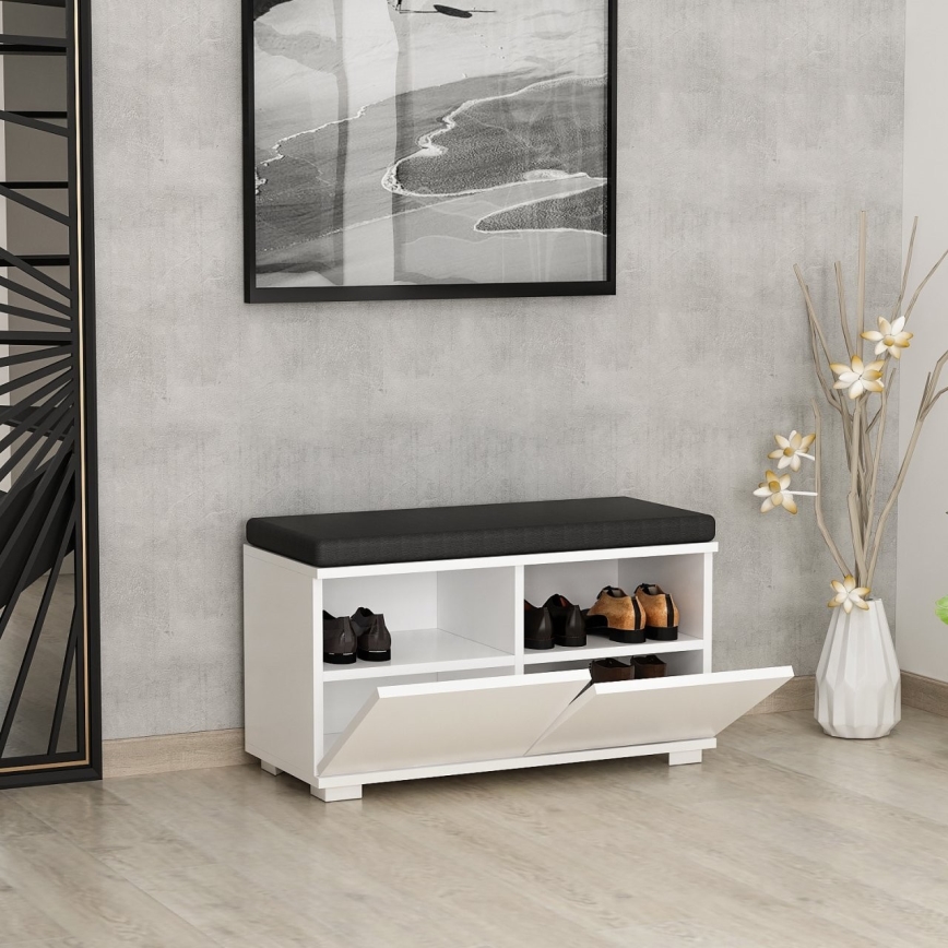 Zapatero DRAGO 42x80 cm blanco/negro