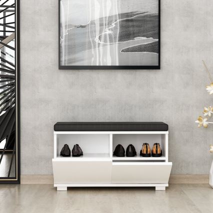 Zapatero DRAGO 42x80 cm blanco/negro