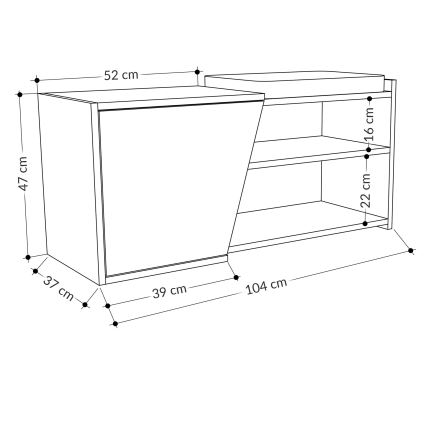 Zapatero FIONA 37x104 cm marrón/antracita