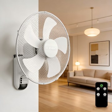 ZEVENTI - Ventilador de pared FANNY 45W/230V Ø 41 cm blanco + mando a distancia