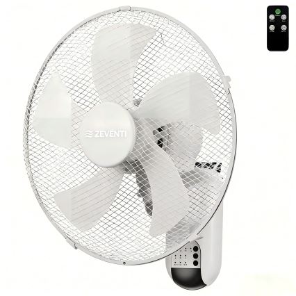 ZEVENTI - Ventilador de pared FANNY 45W/230V Ø 41 cm blanco + mando a distancia