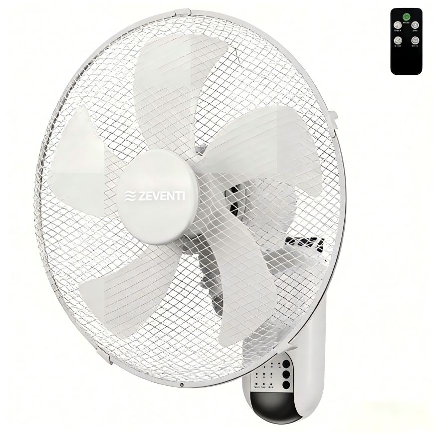 ZEVENTI - Ventilador de pared FANNY 45W/230V Ø 41 cm blanco + mando a distancia