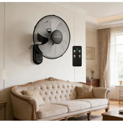 ZEVENTI - Ventilador de pared FANNY 45W/230V Ø 41 cm negro + control remoto