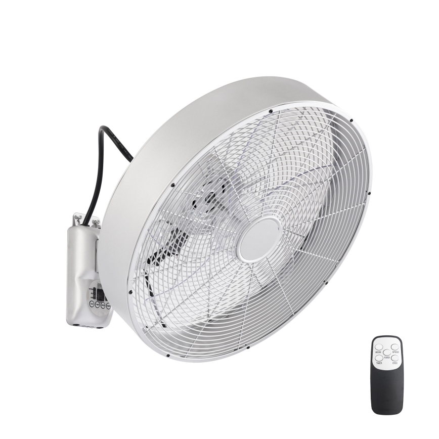 ZEVENTI - Ventilador de pared FANNY 50W/230V Ø 45 cm cromado mate + mando a distancia