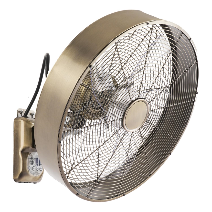 ZEVENTI - Ventilador de pared FANNY 50W/230V color bronce + mando a distancia