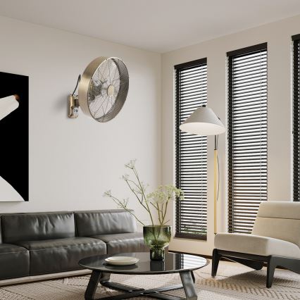 ZEVENTI - Ventilador de pared FANNY 50W/230V color bronce + mando a distancia