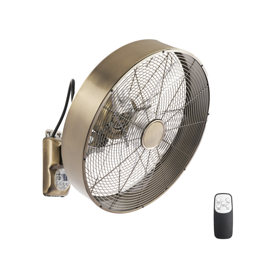 ZEVENTI - Ventilador de pared FANNY 50W/230V color bronce + mando a distancia
