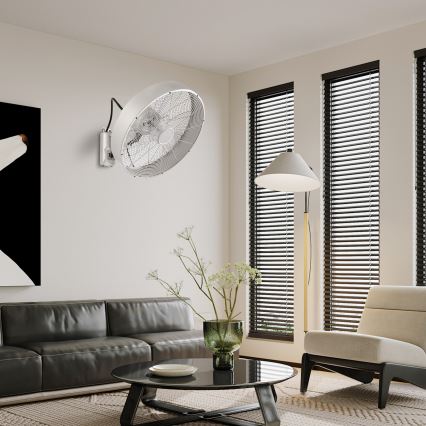ZEVENTI - Ventilador de pared FANNY 50W/230V cromo mate + mando a distancia