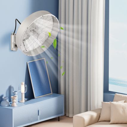 ZEVENTI - Ventilador de pared FANNY 50W/230V cromo mate + mando a distancia