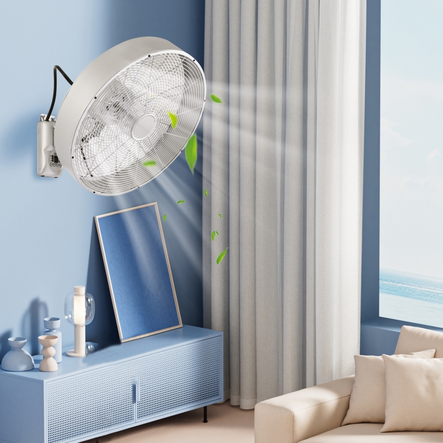 ZEVENTI - Ventilador de pared FANNY 50W/230V cromo mate + mando a distancia