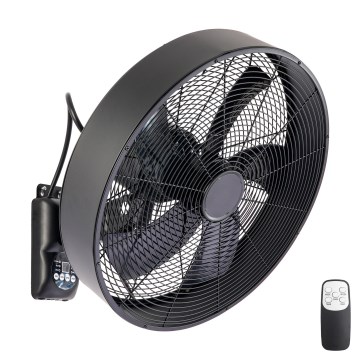 ZEVENTI - Ventilador de pared FANNY 50W/230V, diámetro 45 cm, negro + mando a distancia