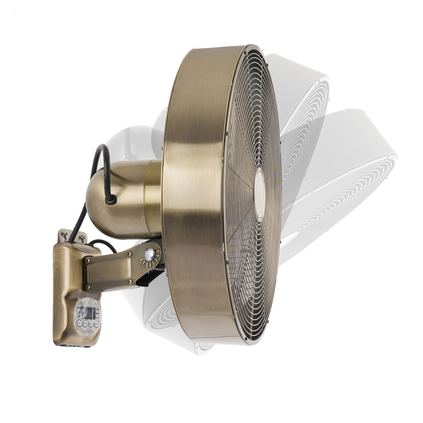 ZEVENTI - Ventilador de pared FANNY 50W/230V Ø 45 cm bronce + mando a distancia