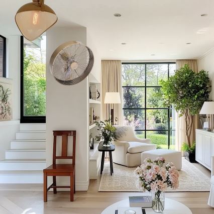 ZEVENTI - Ventilador de pared FANNY 50W/230V Ø 45 cm bronce + mando a distancia