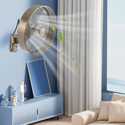 ZEVENTI - Ventilador de pared FANNY 50W/230V Ø 45 cm bronce + mando a distancia