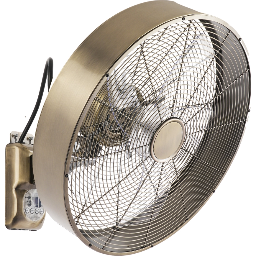 ZEVENTI - Ventilador de pared FANNY 50W/230V Ø 45 cm bronce + mando a distancia