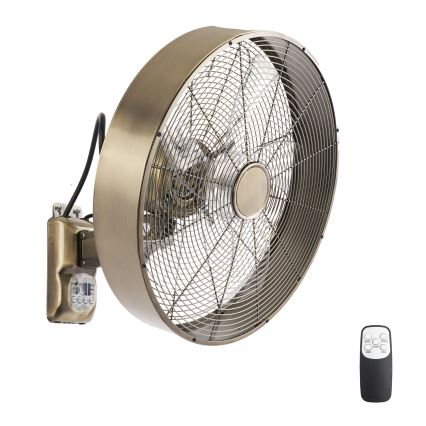 ZEVENTI - Ventilador de pared FANNY 50W/230V Ø 45 cm bronce + mando a distancia